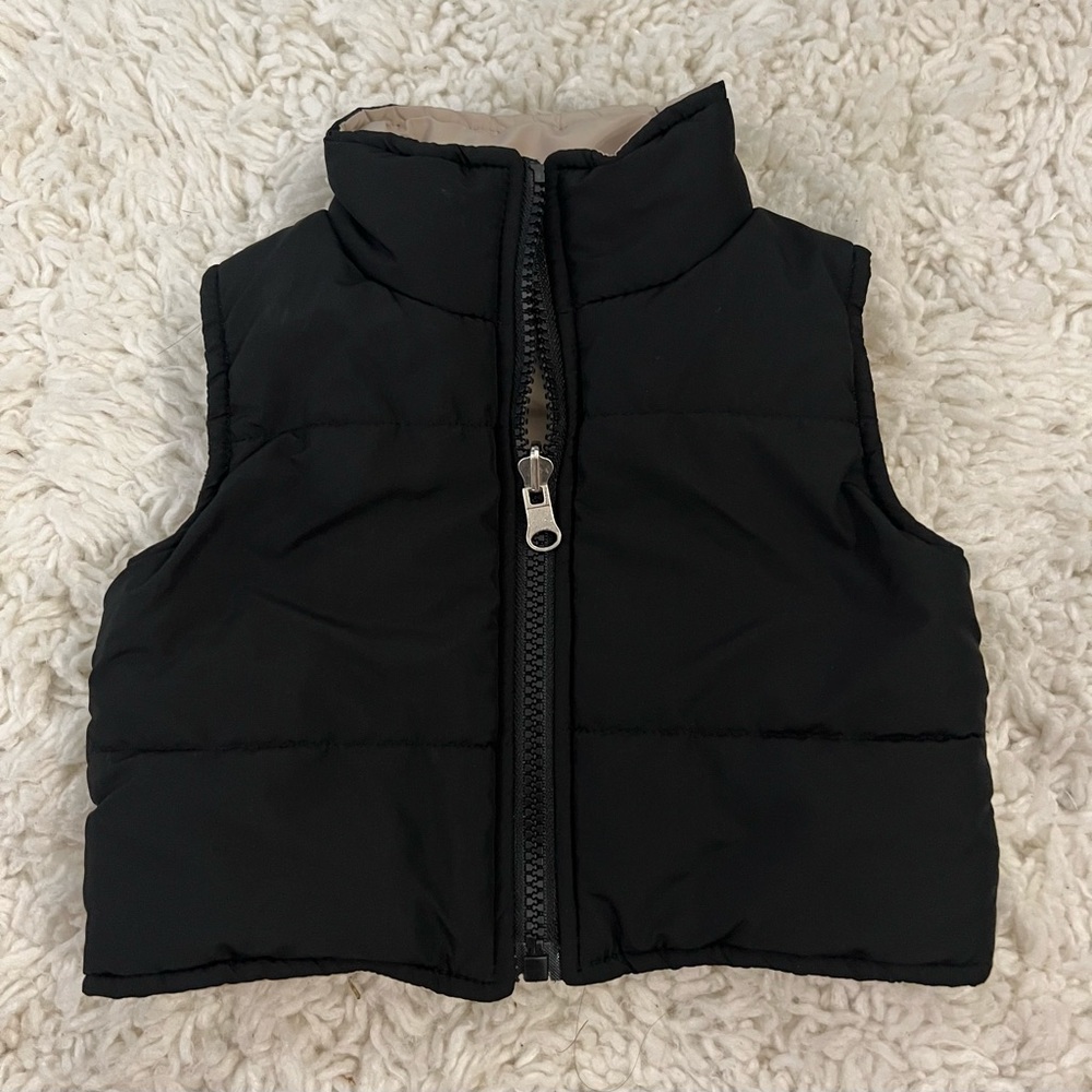 Black and Tan Reversible Baby Puffer Vest - Size 68